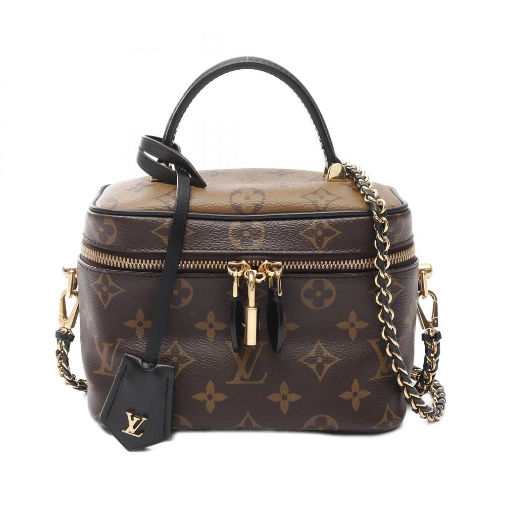 Louis Vuitton Vanity NV Handbag Canvas Leather Monogram Reverse Brown Black